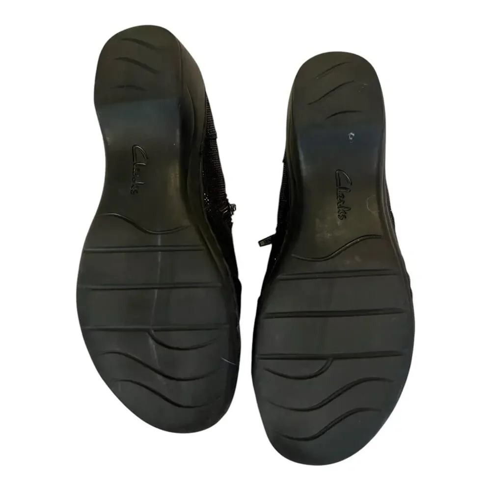 Clarks Collection Soft Cushion shoes black Slip-On Glitter Shiny 8